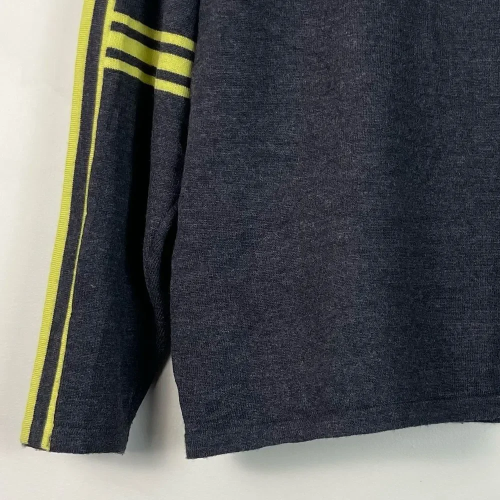 Neve Grey 100% Wool Long Sleeves Mock Neck Quater Zip Sweater‎ Size XL